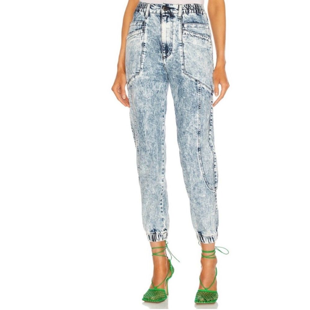 Retrofete Myla Pant Denim Light Blue Acid Size 26 NWOT Wash Jogger Jeans